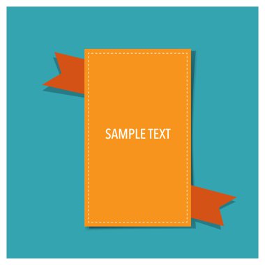 Turuncu kurdeleli bayrak, Vektör İllüstrasyonu.