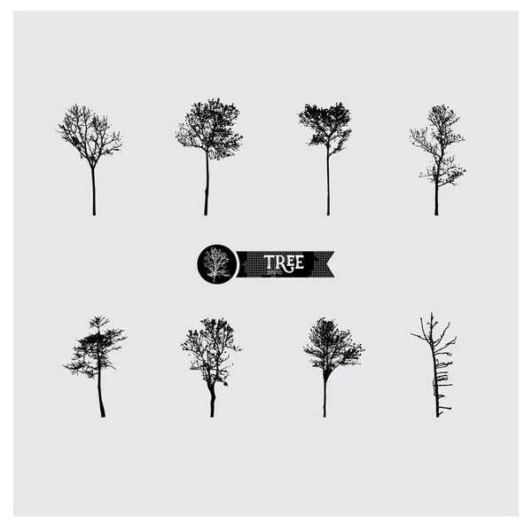 Conjunto Siluetas Árbol Vectorial — Vector de stock