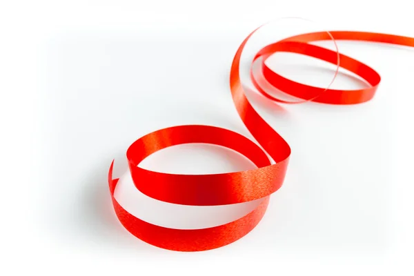 Shiny Red Ribbon Soft Shadow White Background — Stock Photo, Image