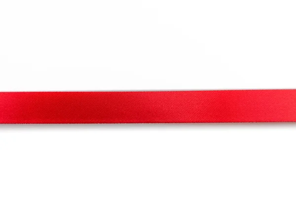 Shiny Red Ribbon Soft Shadow White Background — Stock Photo, Image