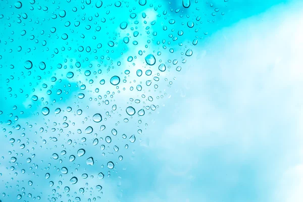 Water Drops Background Water Drops Glass Window Blue Sky — Stock Photo, Image