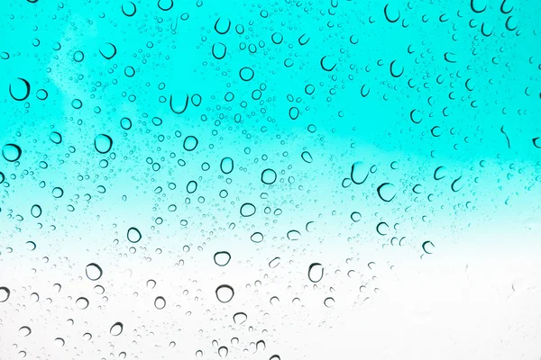 Vízcseppek Háttér Vízcseppek Üveg Ablakon Kék — Stock Fotó