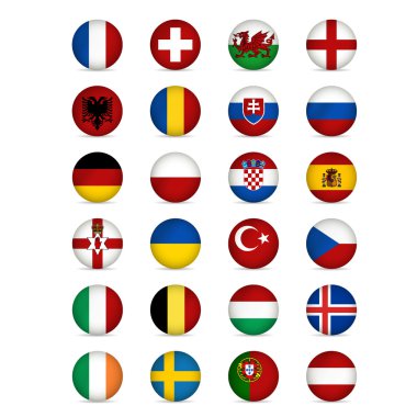 Avrupa bayrakları. Vektör illüstrasyonu.