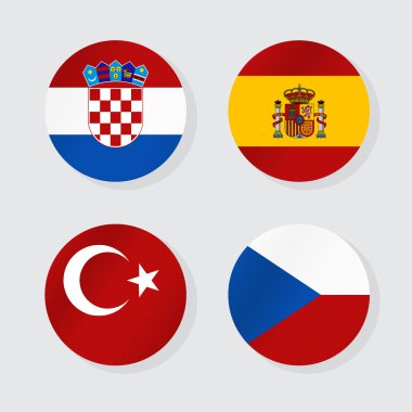 Avrupa bayrakları. Vektör illüstrasyonu.