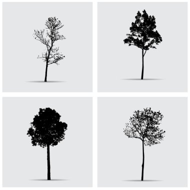 Vektör ağaç siluetleri kümesi.