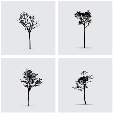Vektör ağaç siluetleri kümesi.