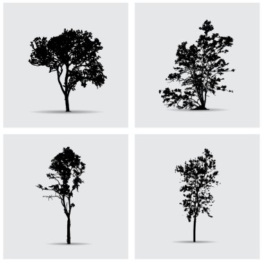 Vektör ağaç siluetleri kümesi.