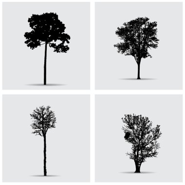 Vektör ağaç siluetleri kümesi.