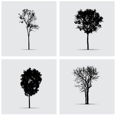 Vektör ağaç siluetleri kümesi.
