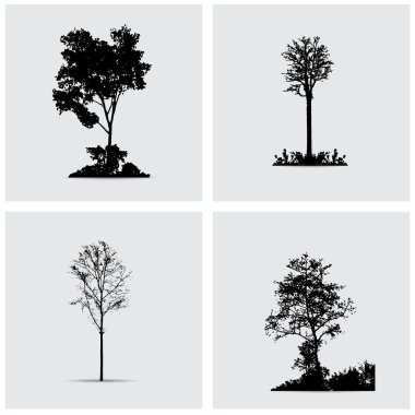 Vektör ağaç siluetleri kümesi.