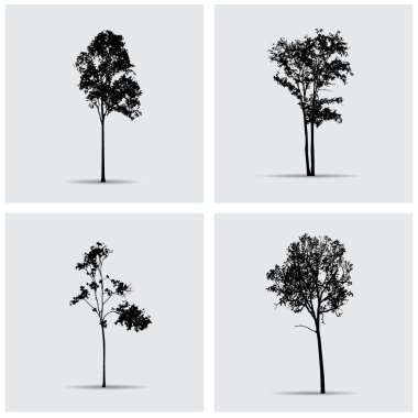 Vektör ağaç siluetleri kümesi.