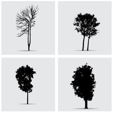 Vektör ağaç siluetleri kümesi.