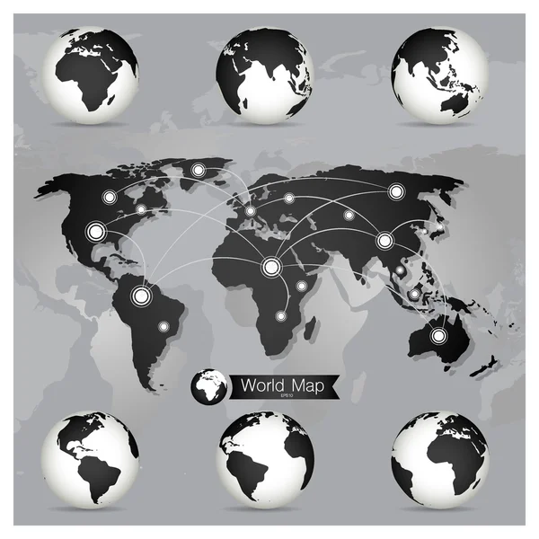 Mapa Mundo Globo Ilustração Vetorial — Vetor de Stock