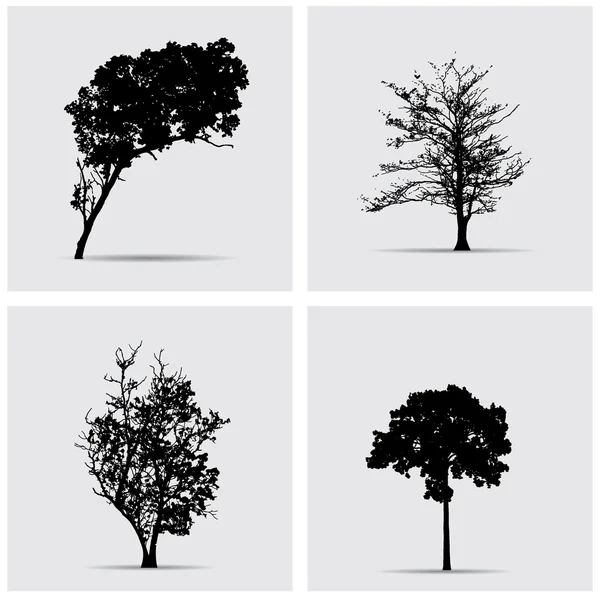 Conjunto Siluetas Árbol Vectorial — Vector de stock