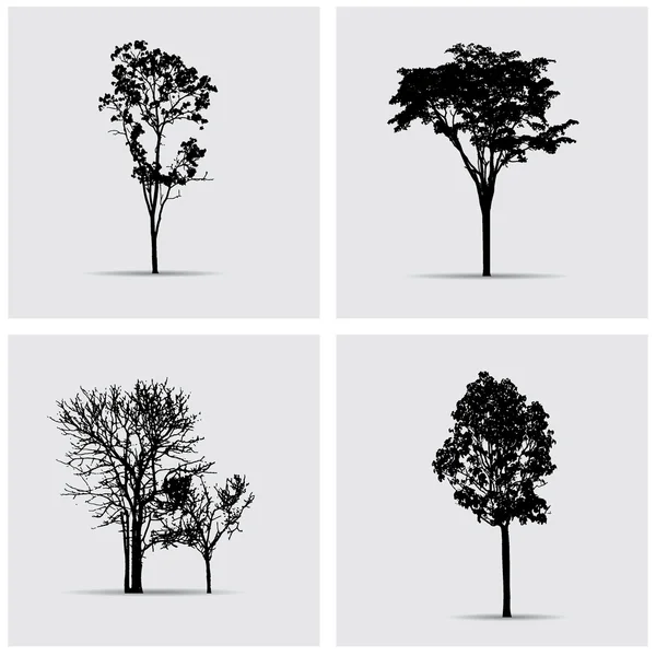 Conjunto Siluetas Árbol Vectorial — Vector de stock