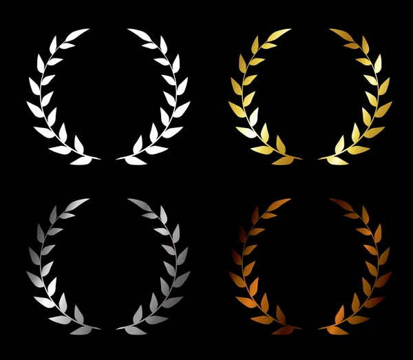 Vector. Set of wreaths. Golden award, silver award, bronze award, blank award. Wreath for a winner. — Stock Vector