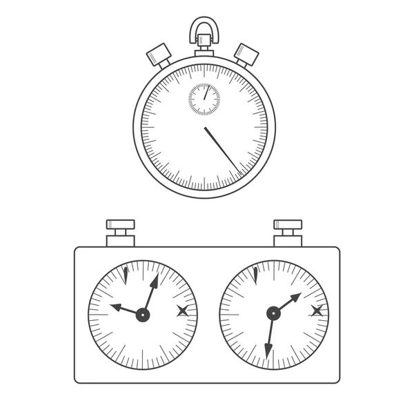 向量。运动计时器和象棋时钟，计时器。国际象棋计时器，运动计时器。独立插图 — 图库矢量图片