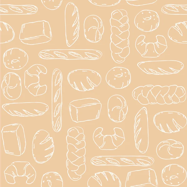 Vector. Hornear, mezcla de pan sin costura de fondo. Bueno para envasar, envolver papel u otros accesorios para panadería. Patrón beige y blanco . — Archivo Imágenes Vectoriales