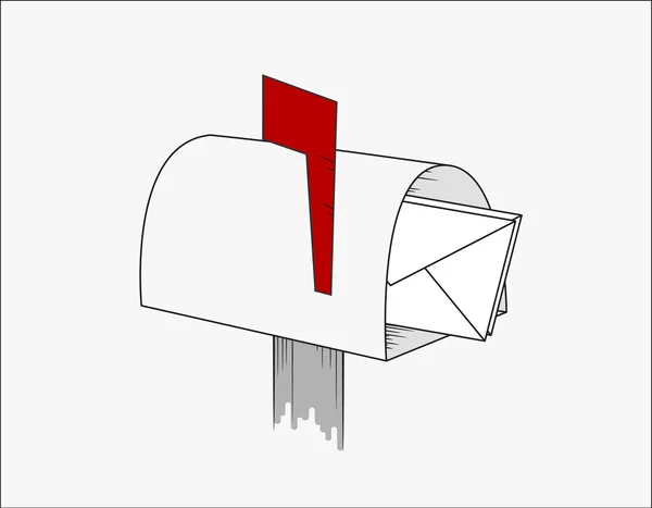 Un buzón con una bandera roja y letras. Ilustración aislada. Vector — Vector de stock