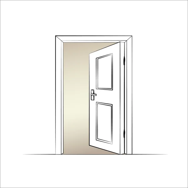 Abre la puerta. Ilustración aislada de una puerta. Vector — Archivo Imágenes Vectoriales