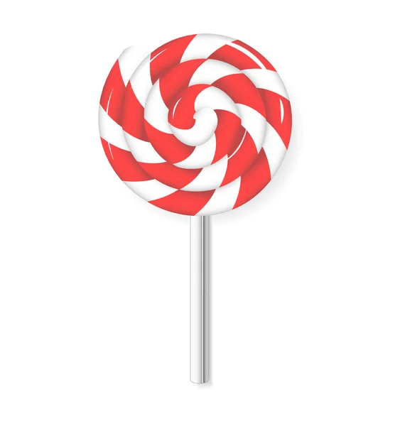 Wirowa lollipop candy. Słodycze na patyku czerwony i biały. Ilustracja na białym tle. Wektor — Wektor stockowy