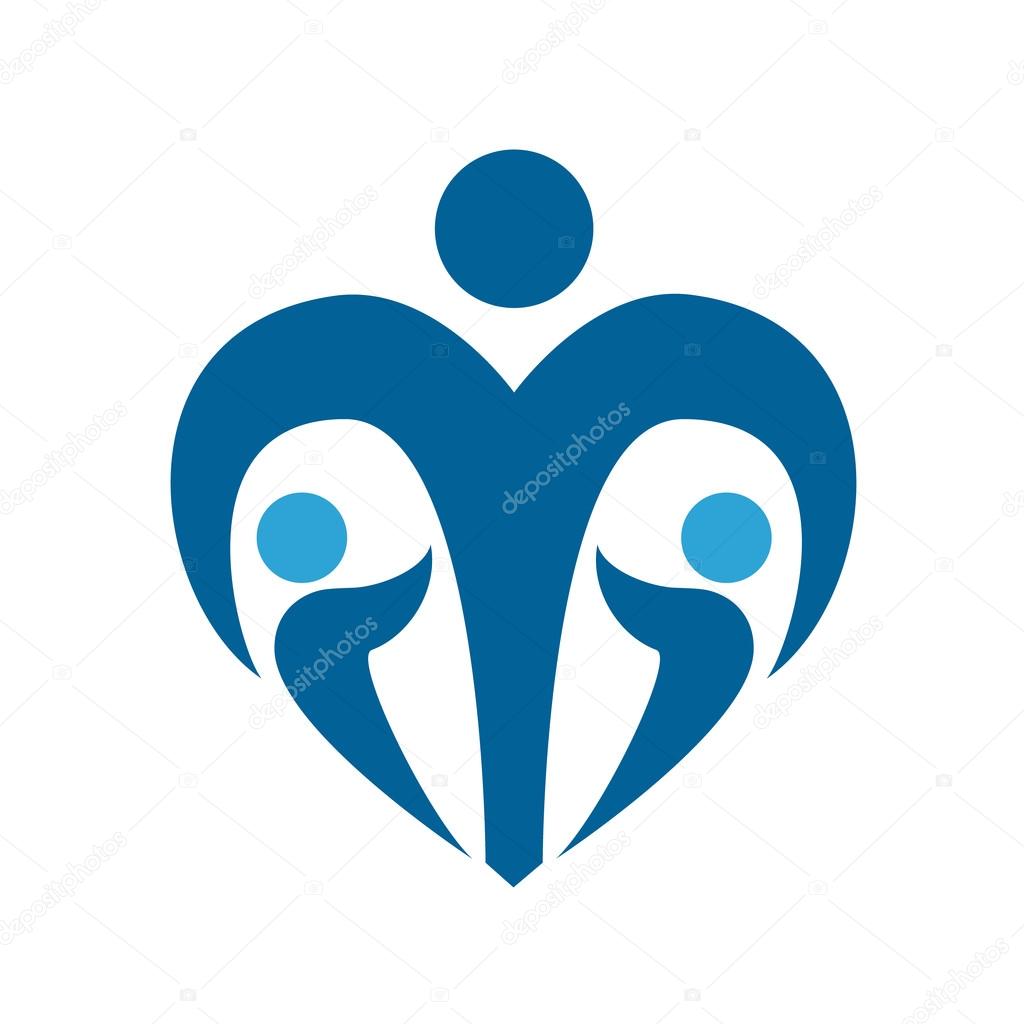 Children protection social sign. Child care navy blue logo. Isolated illustration. Vector.