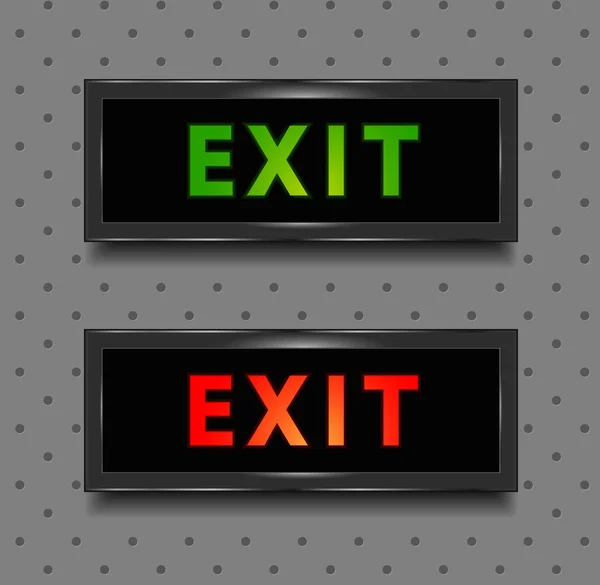 Exit sign in red and green. Isolated illustration. Vector. Grey seamless background included in EPS8 — Stock Vector