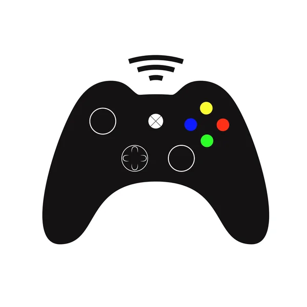 Joystick preto. Ilustração simples do controlador de jogos. Isolado em branco. Vector. EPS 8 — Vetor de Stock