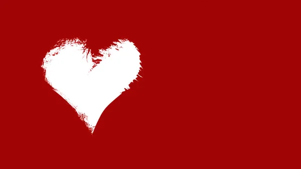 Heart painted with paint. White heart on a red background. Valentines Day. — Stock Photo, Image