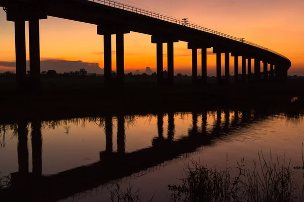 A train bridge  in sunset time