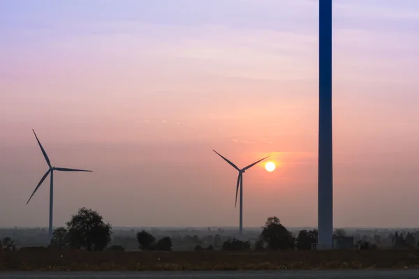Sunrise at wind generator farm — Stock Photo, Image