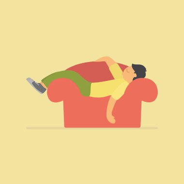 Adam kanepede uyumak