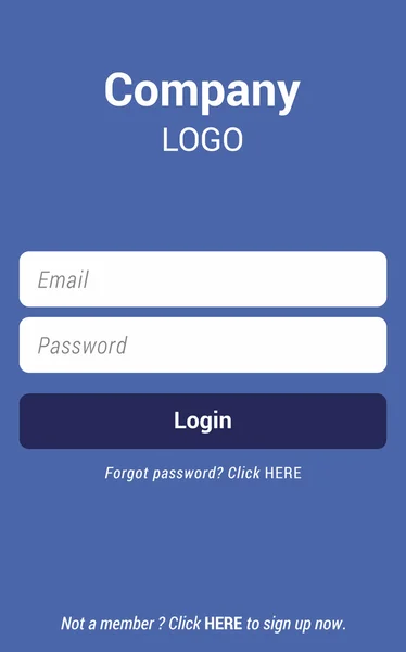 Mobile APP login screen, modern and clean design in vector. — Stock Vector