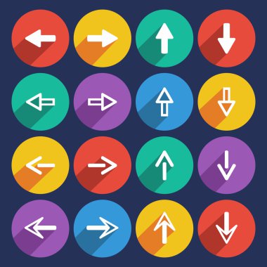 Modern, düz, renkli okları simge vektör ayarla.