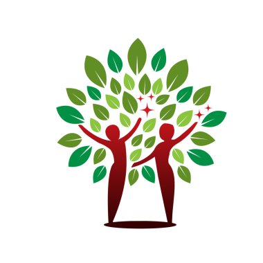 Vektör Kırmızı Yeşil Ağaç Şifa Kavramı