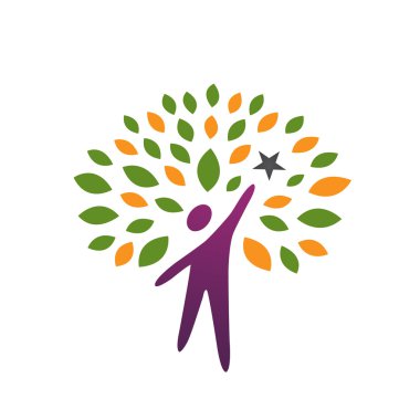 Yıldız People Tree ulaşan vektör mor