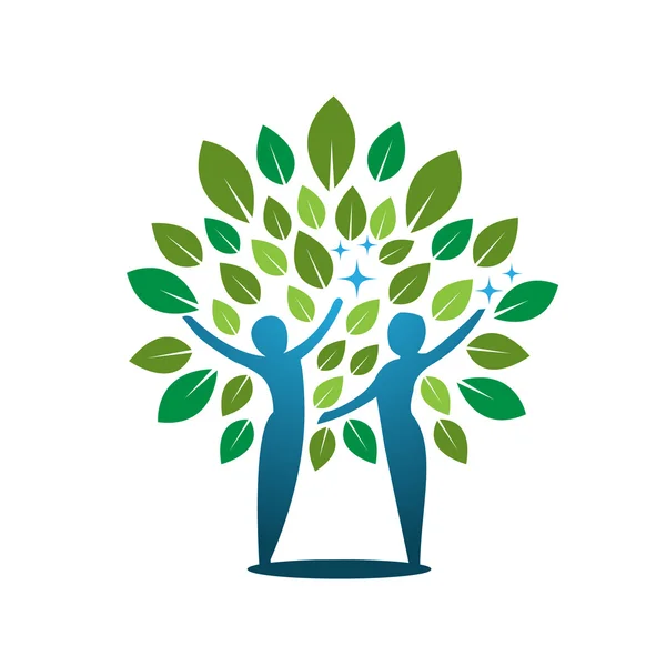 Vector Blue Green Tree Healing Concept — Stock Photo, Image