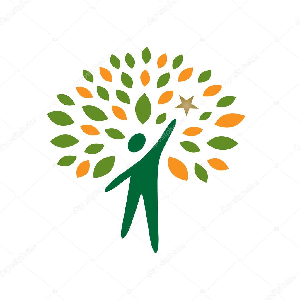 Vector Green Tree People Reaching Star Logo Stock Photo C Nurul