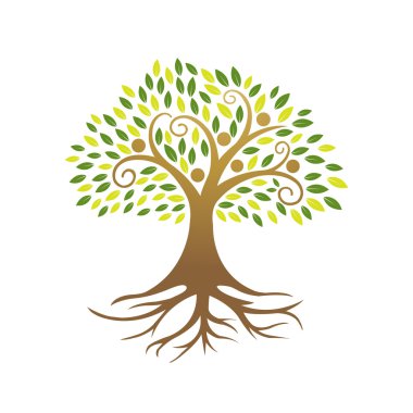 Vektör altın insanlar ağaç işareti