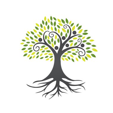 Vektör siyah insanlar ağaç topluluğu