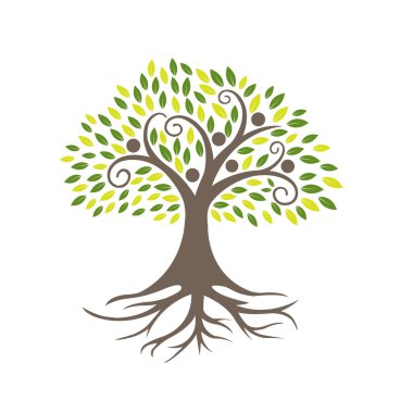 Vektör kahverengi insanlar ağaç topluluğu