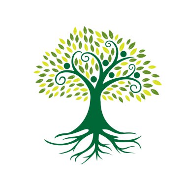 Vektör yeşil insanlar ağaç topluluğu