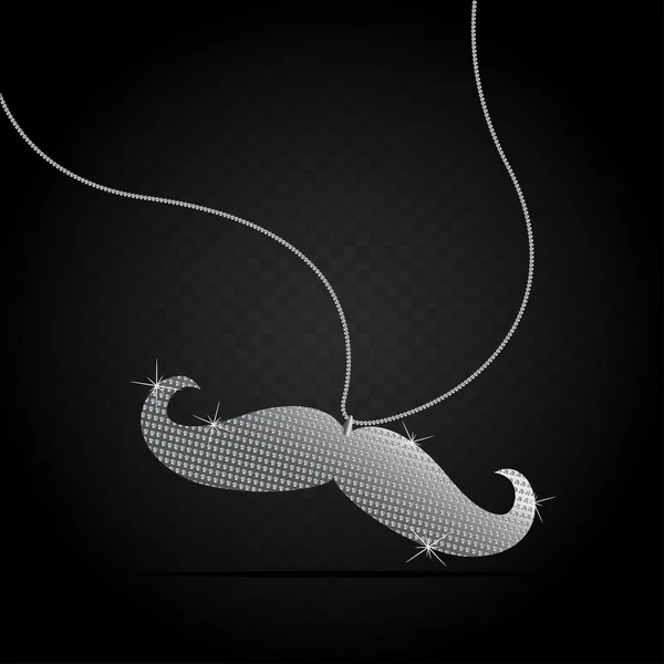 Bijoux en forme de moustache sur une chaîne — Image vectorielle