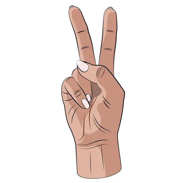Béke kéz gesztus vektor. — Stock Vector