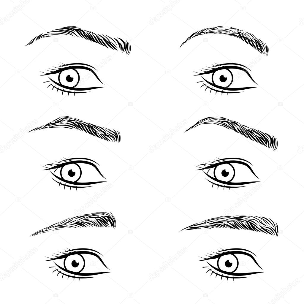 Set of different form eyebrows.