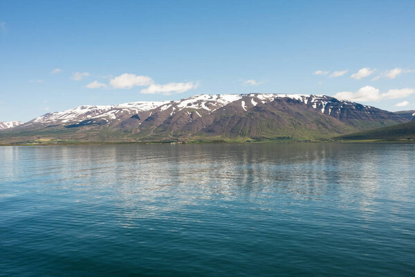 Peaceful Summer Fjord Landscape near Akureyri Iceland