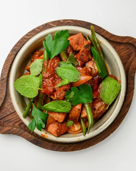 Gourmet Daging Dengan Asparagus Hijau Konsep Untuk Makanan Yang Lezat — Stok Foto