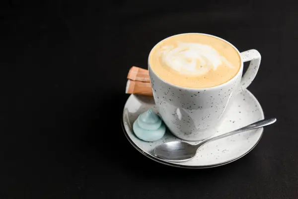 Kaffee Espresso Pver Schwarzen Hintergrund Kaffeezeit Isoliert Auf Schwarz Weiße — Stockfoto