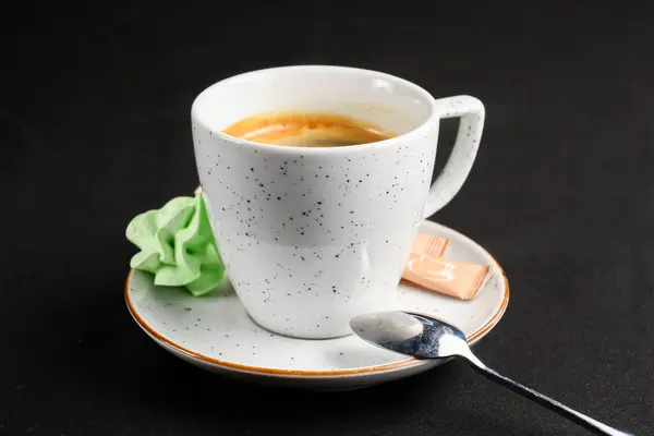 Kaffee Espresso Auf Schwarzem Hintergrund Kaffeezeit Isoliert Auf Schwarz Weiße — Stockfoto