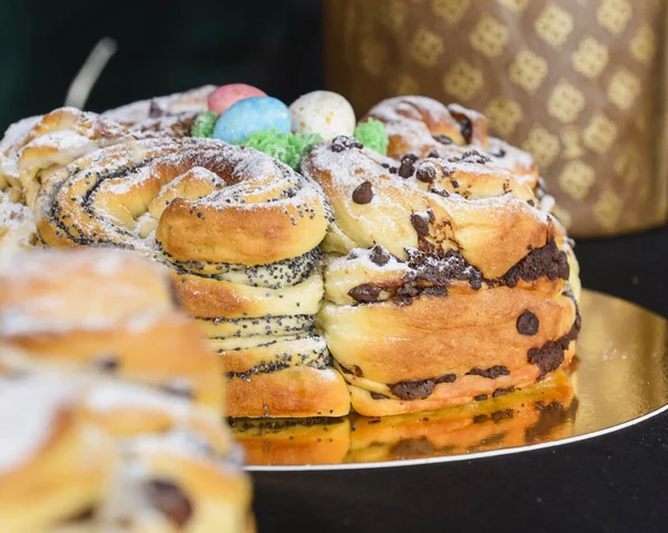 Easter Cake Russian Ukrainian Traditional Kulich Paska Easter Bread Selective — Stock Photo, Image